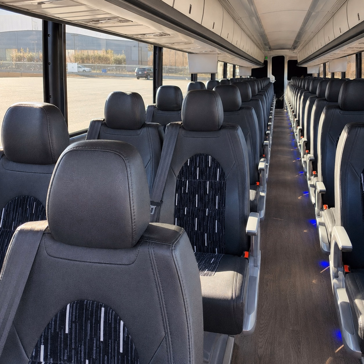 56 passenger charter bus inside